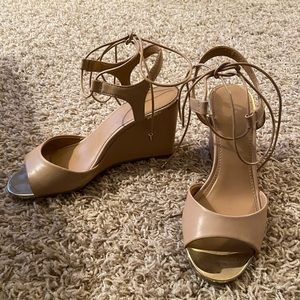 Aldo Nude Tie Wedges Heels